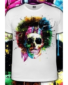 Мужская футболка Hippy Skull (Светится в темноте и уф.)