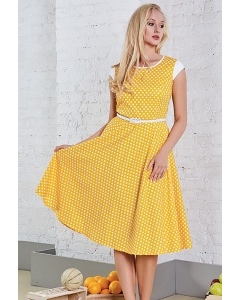Летнее жёлтое платье из хлопка TopDesign A8 082
