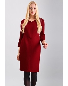 Платье из красного фактурного трикотажа TopDesign B8 013