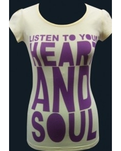 Желтая женская футболка "Listen to your heart and soul" 