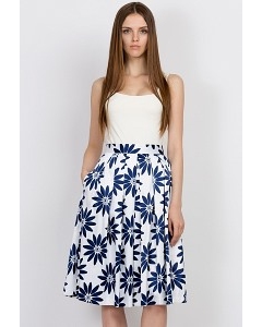 Белая юбка с синими цветами Emka Fashion 532-fior