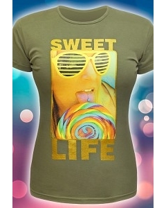 Женская футболка Sweet Life (спецэффект Блестки)