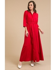 Длинное платье-рубашка красного цвета Emka PL596/picasso