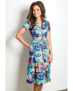 Цветное летнее платье с рубашечным воротом TopDesign A7 045