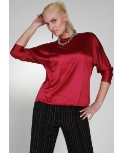 Ярко-красная атласная блузка Chertina&Durre | 9860