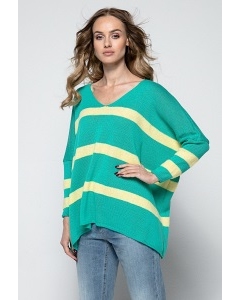 Двухцветный свитер с V-образным вырезом Fimfi I239
