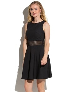 Чёрное платье с кружевной ставкой Donna Saggia DSP-274-6