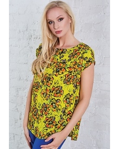 Женская летняя блузка жёлтого цвета с цветами TopDesign A8 059