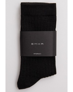 Однотонные чёрные носки в рубчик Emka V003/masum
