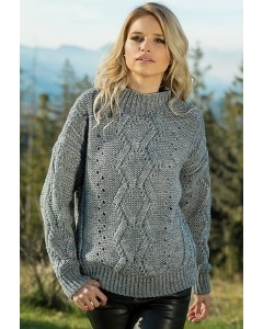 Теплый свитер серого цвета Fobya F605
