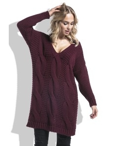 Длинный бордовый свитер Fimfi I232