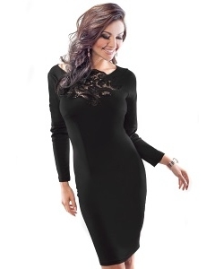 Чёрное платье с кружевом Enny 18031
