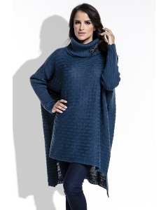 Длинный женский свитер oversize синего цвета Fimfi I213
