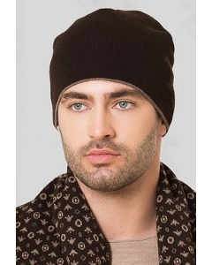 Шерстяная мужская шапка шоколадного цвета Landre Милан