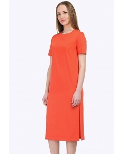 Летнее оранжевое платье с с короткими рукавами Emka PL514/gato