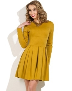 Короткое платье горчичного цвета Donna Saggia DSP-119-5t