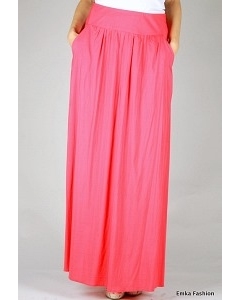 Длинная летняя юбка розового цвета Emka Fashion 309-megan