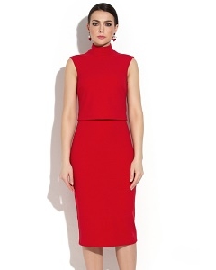 Красное платье с эффектом юбки и топа Donna Saggia DSP-268-29t