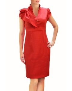 Красное габардиновое платье | П131-1629