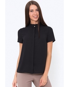 Чёрная блуза на пуговицах с коротким рукавом Emka b 2243/benjamin