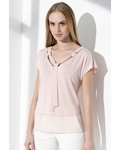 Летняя блузка оригинального кроя розового цвета Sunwear I41-2