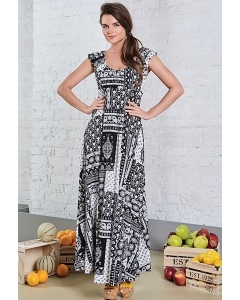 Длинное чёрно-белое трикотажное платье TopDesign A8 090