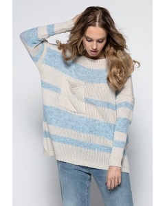 Свободный полосатый свитер оверсайз Fimfi I240