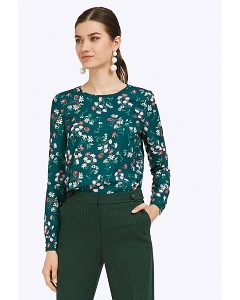 Зеленая блузка с цветочным орнаментом Emka B2324/ravana