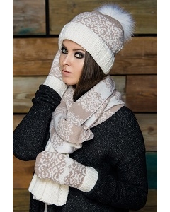 Комплект шапка + шарф + варежки SuperShapka Snowflake