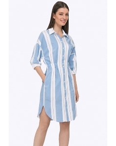 Платье в бело-голубую полоску рубашечного кроя Emka PL815/pure