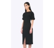 Чёрное платье-футляр с разрезом спереди Emka PL593/premiera