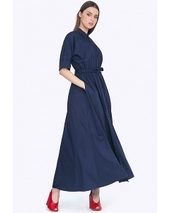 Длинное платье-сафари синего цвета Emka PL596/sugar