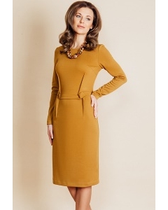 Платье горчичного цвета с длинным рукавом TopDesign B6 051