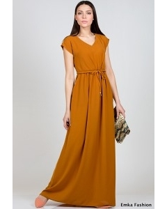 Длинное платье горчичного цвета Emka Fashion PL-414/forsita