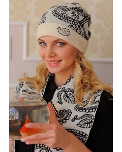 Комплект (шапка+шарф) Landre Вероника (молоко с черным)