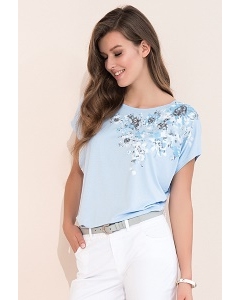 Голубая трикотажная блузка на лето Zaps Gina
