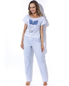 Голубая пижама с брюками MyMaDo Emma