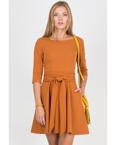 Летнее платье горчичного цвета Emka Fashion PL-411/sofi