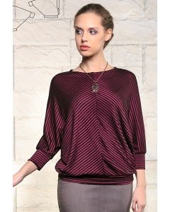 Бордовая блузка в полоску-ёлочку Issi 171139