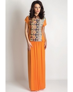 Костюм длинная оранжевая юбка и блузка TopDesign A6 145