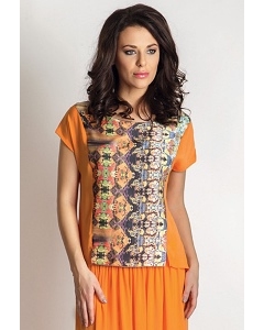 Оранжевая блузка с асимметричным низом TopDesign 6 145