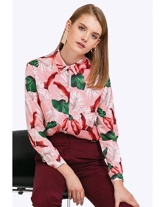 Классическая розовая блузка с длинными рукавами Emka B2224/lamale