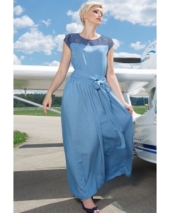 Длинная летняя юбка синего цвета Flaibach 146S8
