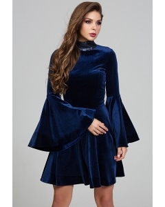 Синее бархатное платье Donna Saggia DSP-303-41t