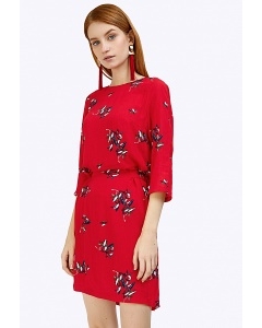 Красное платье из вискозы в цветочный орнамент Emka PL920/sacvarela