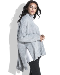Свободный женский свитер серого цвета Fobya F455