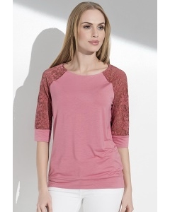Розовая блузка с кружевными рукавами Sunwear I59-4-48