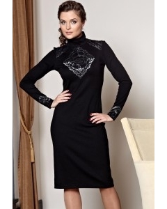 Черное платье с серебристым кружевом TopDesign premium | РВ2 37