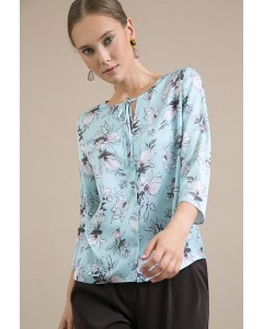 Голубая блузка с цветочным принтом Emka B2398/virozi