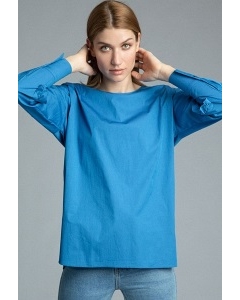 Хлопковая блузка синего цвета Emka B2555/irish